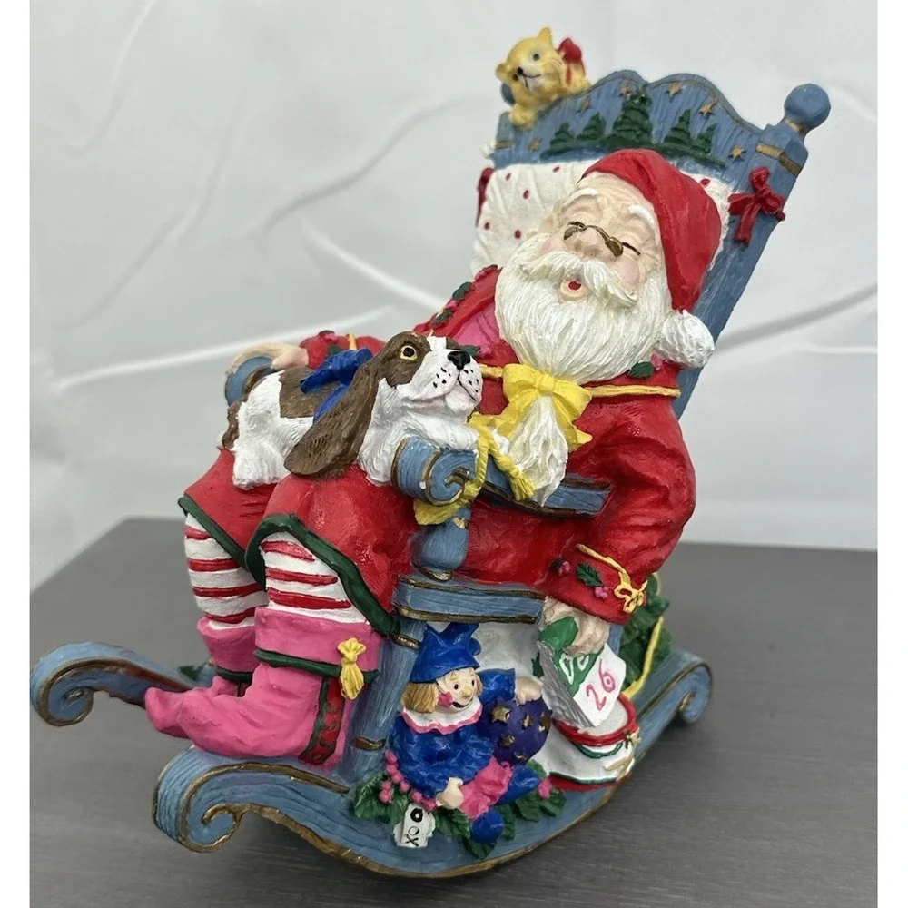 Rocking Chair Musical Wind Up Sleeping Santa Ceramic Rocker Christmas Music Box‎